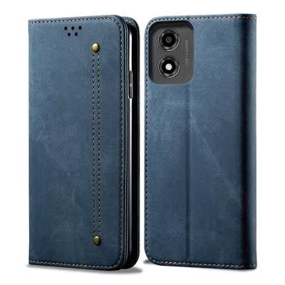 Produktbild von Hülle für Motorola Moto E14 Leder Brieftasche Flip Bookstyle Schutzhülle mit Standfunktion Blau