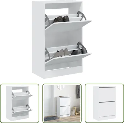 Zdjęcie produktu dla The Living Store Szafka na buty biała 60x34x96,5 cm Materiał drewnopochodny