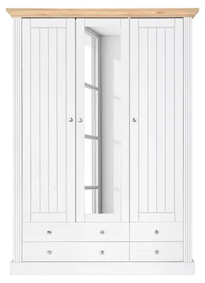 Produktbild von home24 Massiver Drehtürenschrank - Kiefer Weiß / Kiefer