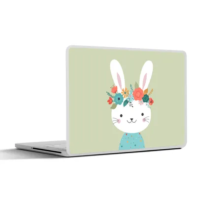 Produktbild von MuchoWow® Laptop Aufkleber Sticker Cover Kaninchen - Sommer - Blumen 31x22.5 cm - Laptop-Deko
