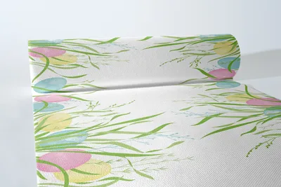 Produktbild von Airlaid Tischläufer Ostern, 40 cm x 24 m , 1 Stück - Mank - Frühling Gräser Ostereier