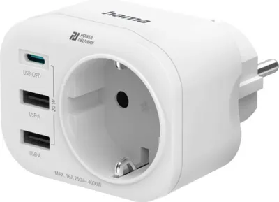 Produktbild von Hama Mehrfachsteckdose 4er USB-C PD,2xUSB-A,Schutzkontakt  223342