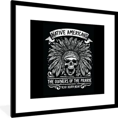 Produktbild von MuchoWow® MuchoWow® Gerahmtes Poster Maske - Federn - Retro - Schwarz - Weiß 40x40 cm - Poster mit zchwarzem Bilderrahmen - Poster - Plakat im Rahmen
