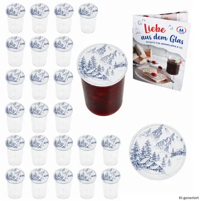 Produktbild von 24er Set Sturzglas 435 ml Marmeladenglas Einmachglas Einweckglas To 82 Alpen Deckel incl. Rezeptheft