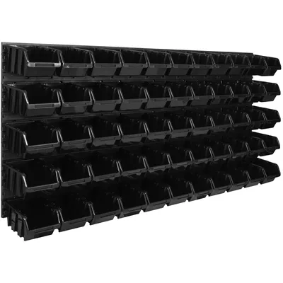 Obrázek produktu pro Nástěnný panel na nářadí 173,4 x 78 cm s 55  ks. Krabice závěsný Černé Boxy Skladovací systém