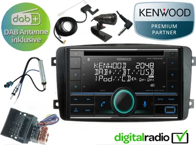 Produktbild von Kenwood CD Bluetooth DAB+ USB Radio Antenne inkl für CLK W209 Mercedes Benz
