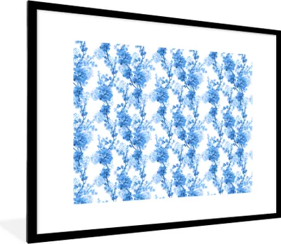 Produktbild von MuchoWow® Gerahmtes Poster Blumen - Blau - Hortensie 80x60 cm - Poster mit Schwarzem Bilderrahmen Wandposter Rahmen Foto Bilder - Schlafzimmer-Dekorationen - Fotoposter