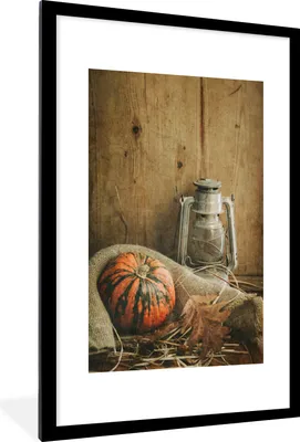 Produktbild von MuchoWow® Gerahmtes Poster Stillleben - Herbst - Kürbis 60x90 cm - Poster mit Schwarzem Bilderrahmen Wandposter Rahmen Foto Bilder - Dekoration - Wandposter Wohnzimmer - Hochwertig