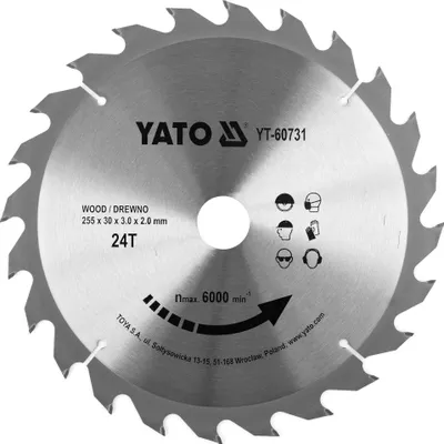 Produktbild von Yato YT-60731, Kunststoff, 25,5 cm, 3 cm, Hartmetall-bestücktes Wolfram (TCT), 6000 RPM, Yato