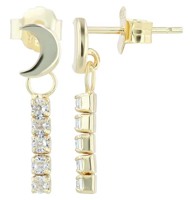 Produktbild von "Nevana" 925/- Echt Silber, Mond Ohrstecker mit Hänger, Zirkonia, rhodiniert