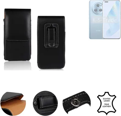Produktbild von K-S-Trade Holster Gürteltasche Handy Hülle Schutzhülle kompatibel mit Honor Magic5 Handyhülle Leder schwarz, 1x