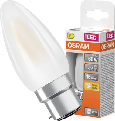 Produktbild von OSRAM LED-Lampe B35 Kerzenform B22d 5,5 W = 60 W 806 lm 2700 K Warmweiß 300° Retrofit Filament CLASSIC Kerze