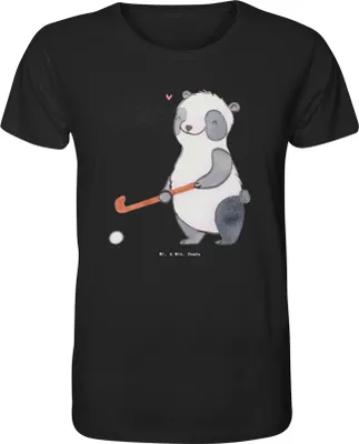 Produktbild von Mr. & Mrs. Panda T-Shirt Panda Hockey spielen Größe L - Schwarz - Geschenk, Shirt, Tshirt, Oberteil, Herren-T-Shirt, Feldhockey, Hockeyschläger, Verein, Herren