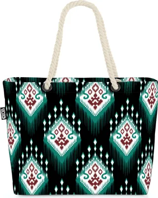 Produktbild von VOID Aztekisch Muster Tribal Azteken Kunst Strandtasche Shopper 58x38x16cm 23L XXL Einkaufstasche Tasche Reisetasche Beach Bag