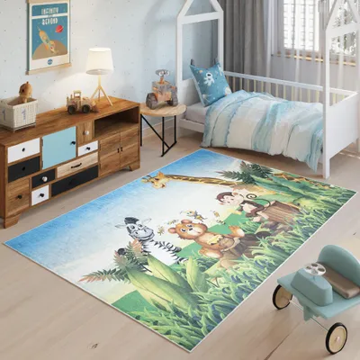 Produktbild von Tapiso Teppich EMMA Modern Kinderzimmer Grün Blau Schlafzimmer 120 x 170 cm