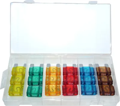 Image de Grand jeu de fusibles plats MAXI en plastique Assortiment 20-70 A 18 pcs.