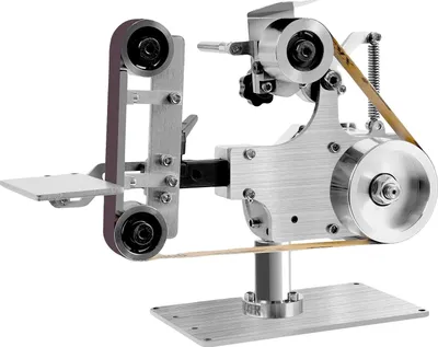 Immagine prodotto di Mini levigatrice a nastro elettrica, motore brushless, piano di lavoro regolabile, argento