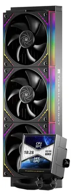 Produktbild von Thermalright TR Peerless Vision 360 ARGB Black CPU-Flüssigkeitskühler mit 3 PWM-Lüftern für 2000RPM-Wireless-Spleißen,LCD-Bildschirm mit 480x480 Auflösung,für AM5;Intel LGA1851,3,95-Zoll-LCD-Display –