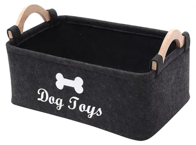 Filz-Aufbewahrungsbox für Hundespielzeug, 38x25x18 cm, dunkelgrau