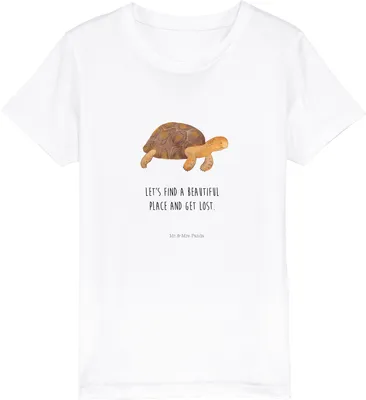 Produktbild von Mr. & Mrs. Panda Kleinkinder T-Shirt Schildkröte Marschieren 7-8 Jahre (122/128) - Weiß - Geschenk, Abenteuer, Meer, Lieblingsmensch, Teenager, Neustart, Motivation