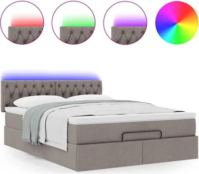 Produktbild von Ottomane Bett mit Matratze & LEDs Taupe 140x200 cm Stoff