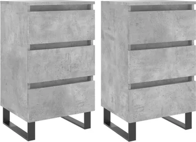 Produktbild von Nachttische 2 Stk. Betongrau 40x35x69 cm Holzwerkstoff