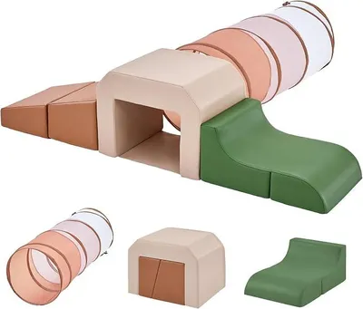 Imagen del producto de Bloques de escalada de espuma para interiores con túnel de juego para niños