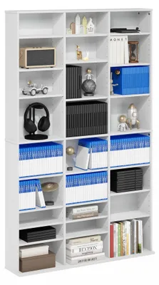 Image de Étagère de rangement multimédia Furinno Jaya, tour pour CD/DVD avec 24 niveaux et réglable