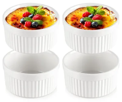 Obrázok produktu pre Vilde | Zapekacie misky - Biele - 260 ml - 4 kusy - Odolné voči teplote do 350 °C - Kuchynské doplnky