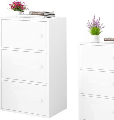 Nowoczesna Pojemna Komoda Szafka Duża Biała Skandynawski Loft Retro 3 Półki