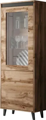 Produktbild von MIRJAN24 Vitrine Nord, Wohnzimmer Schrank, Regal, Stilvoll Standvitrine, Loft Kollektion (Farbe: Wotan / Anthrazit)