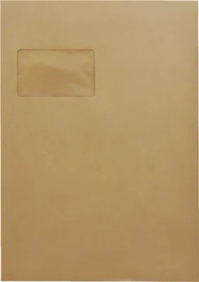 Produktbild von Versandtasche 2059 C4 mit Fenster haftklebend natronbraun 25 Stück Packung mit 10 Stück