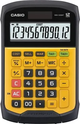 Obrázek produktu pro Kapesní kalkulačka CASIO WM-320MT-W-EC, solární, 12místný LCD displej, černá/žlutá