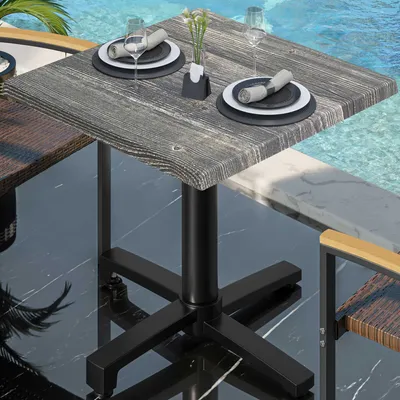 Produktbild von WBO | Bistro Außen Tisch | B:T:H 60 x 60 x 78,5 cm | Rustikal Kiefer / Schwarz | Quadratisch | Bistro Tisch Gastro Tisch
