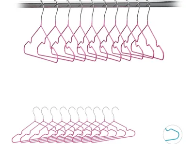 Produktbild von 100 x Kinderkleiderbügel, platzsparende Drahtbügel Mädchen, Babybügel mit Kerben, PVC-beschichtet, Bügel 30 cm, pink