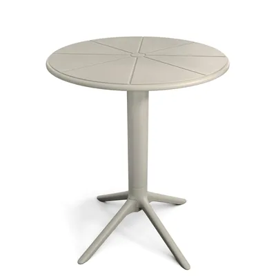 Produktbild von di volio Gartentisch DEGO - runder Outdoor Tisch für Balkon & Terrasse, Ø60 cm, wetterfest - beige