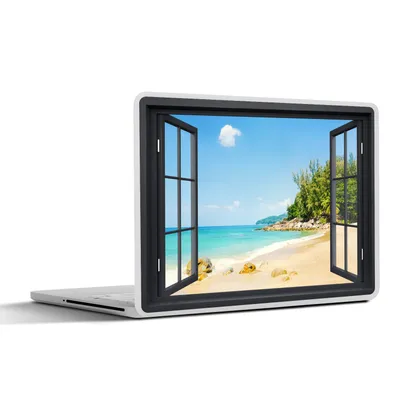Produktbild von MuchoWow® Laptop Aufkleber Sticker Cover Durchsichtig - Strand - Schwarz 31x22.5 cm - Laptop-Deko