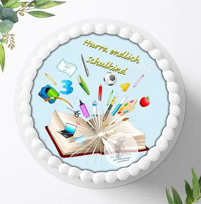 Produktbild von Für die Geburtstags Torte ein Tortenaufleger, Zuckerbild mit dem Motiv: Schulanfang, Essbares Foto für Torten, Fondant, Ø 20cm, 0175z
