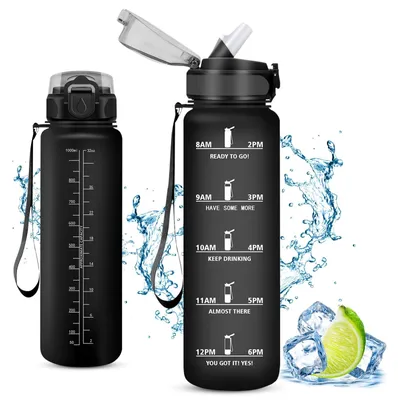 Produktbild von Sporttrinkflasche mit Strohhalm - 1000ml Auslaufsicher und BPA-frei