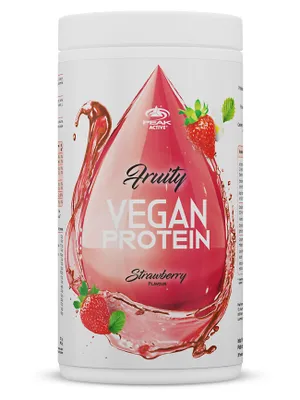 Produktbild von Fruity Vegan Protein - 400g : Strawberry I (Eiweiss I Eiweiß) I Erbsenprotein Hydrolysat I fettfrei I ohne Zuckerzusatz I BCAA I perfekte Löslichkeit I Muskelaufbau I Softdrink I Erfrischungsgetränk I Fruchtsaft - Geschmack