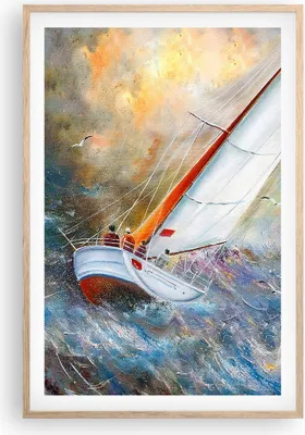 Produktbild von Gerahmtes Poster - Rahmen in heller Eiche - Segelboot Bild Regatta - 61x91,5 cm - Wand Bild - Wanddeko - Wandbilder - Wandposter - Bilderrahmen - Bilder - Kunstdruck - Wandbild - P2NPA61x91-4134