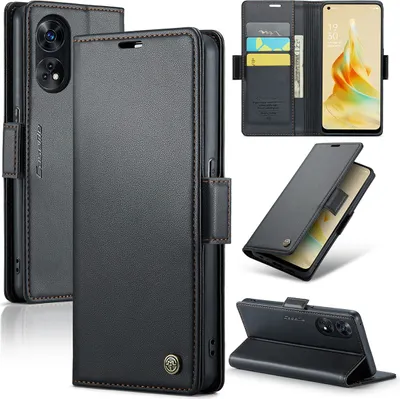 Produktbild von Oppo Reno8 T 4G Hülle, Leder Brieftasche Kartenfach Schutzhülle mit Standfunktion für Oppo Reno8 T 4G Schwarz