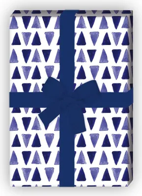 Produktbild von Blaues Geschenkpapier Set mit Aquarell Dreiecken - G8395, 32 x 48cm