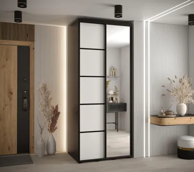 Obrázok produktu pre Šatníková skriňa ASIRI 5 - 120/60 cm, čierna / biela / čierna