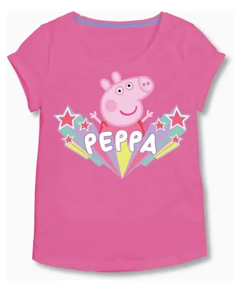 Produktbild von Peppa Wutz T-Shirt – Sterne für Mädchen Kinder Oberteil Shirt kurzärmlig Pink 86-92