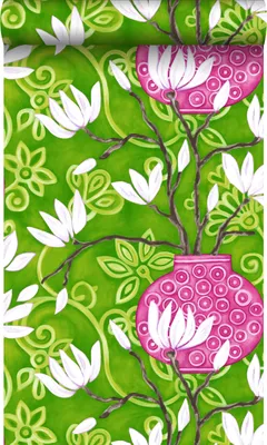 Zdjęcie produktu dla Origin Wallcoverings Tapeta magnolia zielonymIróżowym 53 cm x 10.05 m