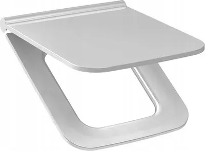 A white toilet seat lid is shown from a slightly elevated angle against a white background.