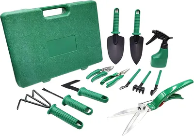 Imagen del producto de Juego de herramientas de jardinería de 12 piezas, herramientas manuales de acero inoxidable, con bolsa de almacenamiento, para trabajos de jardinería