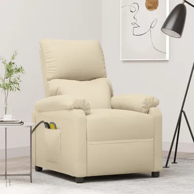 Image de The Living Store Fauteuil de massage électrique Crème Tissu