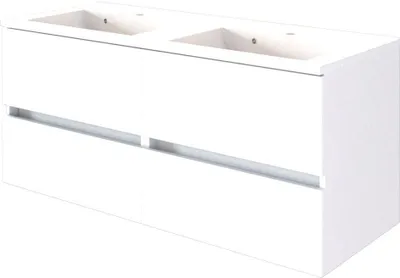 Produktbild von Doppel Waschtisch-Unterschrank inkl. Waschbecken 120 ARLON-03 matt weiß BxHxT 120x56x47 cm